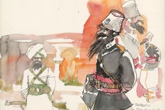 Hugo Pratt, a drawing for "The Golden House of Samarkand" with Rasputin. ( © 1992 Cong SA, Switzerland)